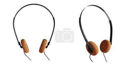 Téléchargez les photos : Rendu d'objet 3D des écouteurs rétro à l'ancienne. - en image libre de droit
