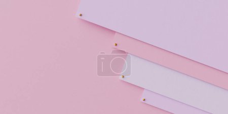 Téléchargez les photos : Couche plate de papier coloré stratifié dans un motif de couleur rose tendre. Rendu 3d - en image libre de droit