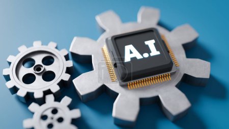 Introducir la IA en la industria manufacturera para aumentar la productividad. renderizado 3d