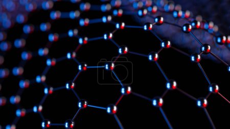 Téléchargez les photos : Nano nouveau matériau structure hexagonale concept fond. Rendu 3d - en image libre de droit