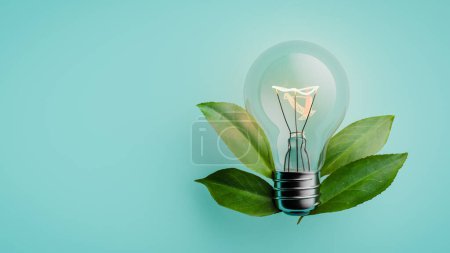 Photo for Concept background about energy saving with light bulbs and leaves. 3d rendering - Royalty Free Image