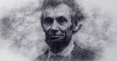 Téléchargez les photos : États-Unis. Dessin de portrait. Abraham Lincoln, ancien président des États-Unis. - en image libre de droit