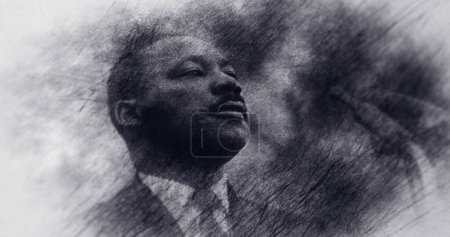 Foto de Estados Unidos. Dibujo de retratos. Martin Luther King. - Imagen libre de derechos
