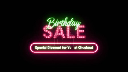 Foto de Birthday Sale, Special Discount for You at Checkout. Neon Title 03. - Imagen libre de derechos