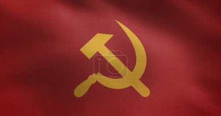 Le drapeau du communisme. Symbole de marteau et faucille. 