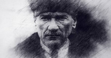 Foto de Turkey, B.1881 D.1938, Portrait Drawing. Mustafa Kemal Ataturk, Fundador de la República de Turquía. - Imagen libre de derechos