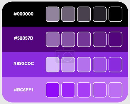Black purple color palette vector, neon colors catalog, rgb pantone colors, design and edit idea, colour matching, harmonious colours palette sample, eps designed asset