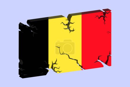 Belgium flag on 3D cracked wall vector, fracture pattern, Belgium earthquake, country flag with cracked texture, Switzerland national issues concept, logo idea