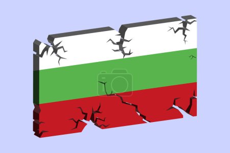Bulgaria flag on 3D cracked wall vector, fracture pattern, Bulgaria earthquake, country flag with cracked texture, Switzerland national issues concept, logo idea