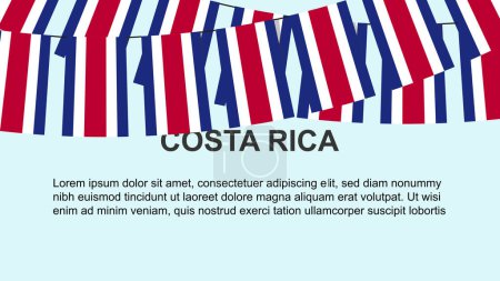 Illustration for Costa Rica flags hanging on a rope, celebration and greeting concept, many Costa Rica flags with text space, banner and poster idea, decoration material, independence day - Royalty Free Image