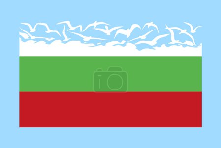 Illustration for Bulgaria flag with freedom concept, independent country idea, Bulgaria flag transforming into flying birds vector, sovereignty metaphor, flat design - Royalty Free Image