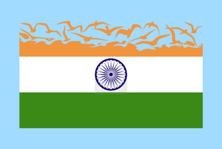 Illustration for India flag with freedom concept, independent country idea, India flag transforming into flying birds vector, sovereignty metaphor, flat design - Royalty Free Image