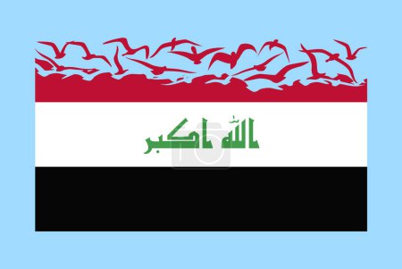 Illustration for Iraq flag with freedom concept, independent country idea, Iraq flag transforming into flying birds vector, sovereignty metaphor, flat design - Royalty Free Image
