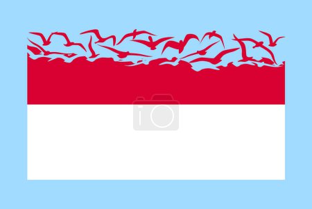 Illustration for Monaco flag with freedom concept, independent country idea, Monaco flag transforming into flying birds vector, sovereignty metaphor, flat design - Royalty Free Image