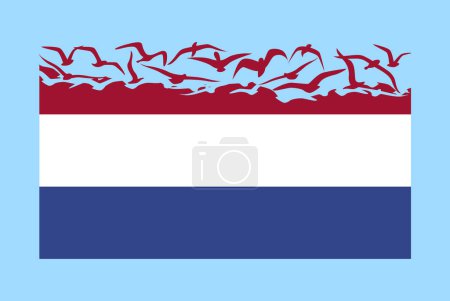 Illustration for Netherlands flag with freedom concept, independent country idea, Netherlands flag transforming into flying birds vector, sovereignty metaphor, flat design - Royalty Free Image