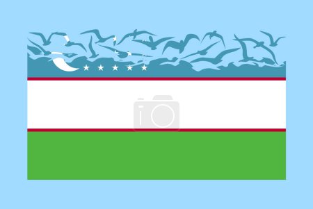 Illustration for Uzbekistan flag with freedom concept, independent country idea, Uzbekistan flag transforming into flying birds vector, sovereignty metaphor, flat design - Royalty Free Image