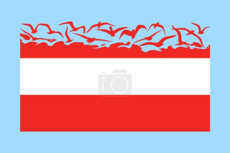 Illustration for Austria flag with freedom concept, independent country idea, Austria flag transforming into flying birds vector, sovereignty metaphor, flat design - Royalty Free Image