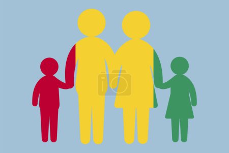Illustration for Guinea flag with family concept, vector element, parent and kids holding hands, immigrant idea, happy family with Guinea flag, flat design asset - Royalty Free Image