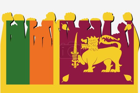 Ilustración de Bandera de Sri Lanka con vector de manos de protesta levantado, logotipo de bandera de país, concepto de protesta de Sri Lanka - Imagen libre de derechos