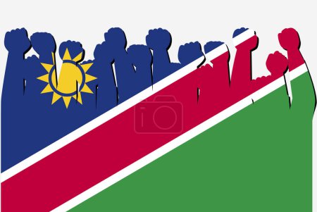 Ilustración de Bandera de Namibia con vector de manos de protesta levantado, logotipo de bandera de país, concepto de protesta de Namibia - Imagen libre de derechos