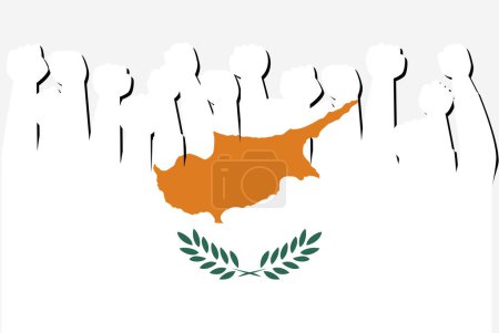 Ilustración de Bandera de Chipre con las manos levantadas vector de protesta, logotipo de la bandera del país, Chipre concepto de protesta - Imagen libre de derechos