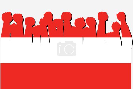Ilustración de Bandera de Austria con las manos levantadas vector de protesta, logotipo de la bandera del país, Austria concepto de protesta - Imagen libre de derechos