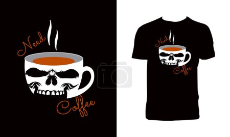 Skull Head And Mug T Shirt Design 
