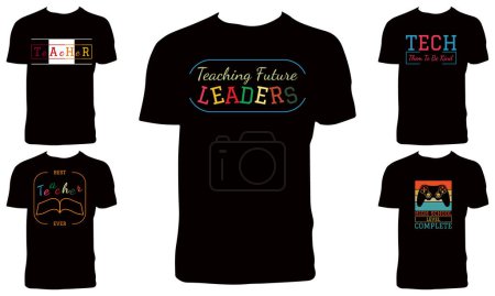 Illustration for Teacher T Shirt Design Bundle Vector Illustration - Royalty Free Image