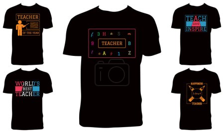 Ilustración de Teacher T Shirt Design Bundle Vector Illustration - Imagen libre de derechos