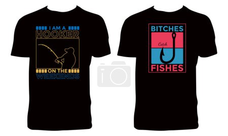 Téléchargez les illustrations : Fishing T Shirt Design Bundle Vector Illustration - en licence libre de droit