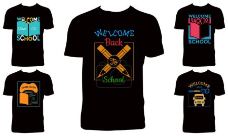 Ilustración de Back To School T Shirt Design Bundle Vector Illustration - Imagen libre de derechos