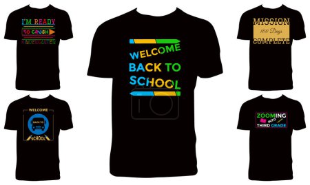 Illustration for Back To School T Shirt Design Bundle Vector Illustration - Royalty Free Image