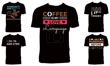 Illustration for Coffee Typography T Shirt Design Bundle Vector Illustration - Royalty Free Image