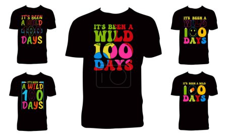Illustration for It's Been A Wild 100 Days Typography T Shirt Design Bundle. - Royalty Free Image