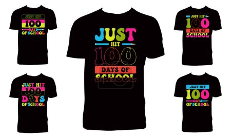 Illustration for Just Hit 100 Days Of School Typography T Shirt Design Bundle. - Royalty Free Image