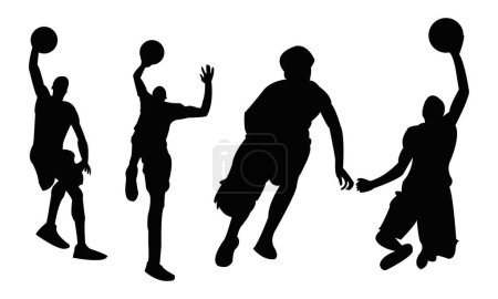 Vector jugador de baloncesto y colección de diseño de silueta. 