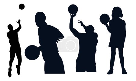 Vector jugador de baloncesto y colección de diseño de silueta. 