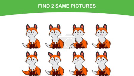 Find 2 same pictures. Cute orange fox.