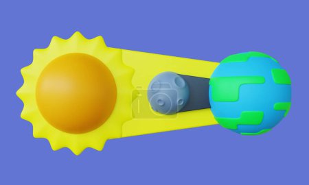 Foto de 3D Solar Eclipse Infographic Illustration. Highly Rendered Stylized Cartoon Solar Eclipse 3D Illustration, Suitable for Science Education - Imagen libre de derechos