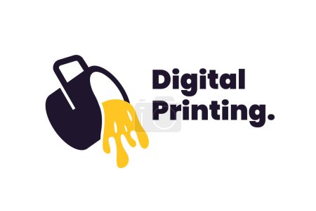 Diseño de logotipo de impresión digital de cubo de pintura