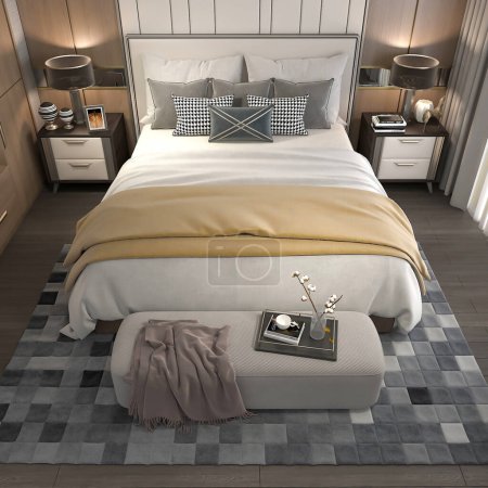 Photo for 3d rendering modern bedroom interior scene - Royalty Free Image