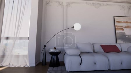 3d rendering french country style living room interior