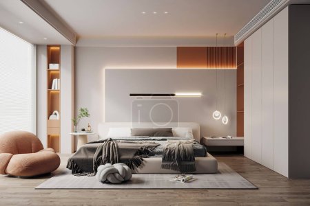 Photo for 3d rendering modern bedroom interior design - Royalty Free Image