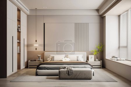 Foto de 3d renderizado moderno dormitorio diseño de interiores - Imagen libre de derechos