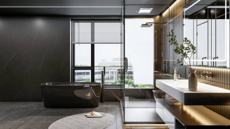 Photo for 3d render modern bathroom full scene interior - Royalty Free Image