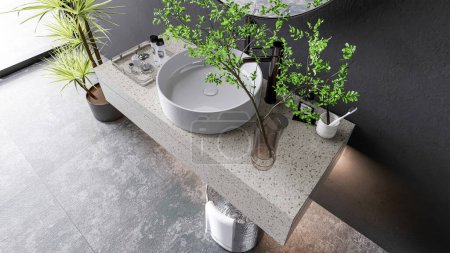 Photo for 3d rendering modern bathroom vanity interior scene - Royalty Free Image