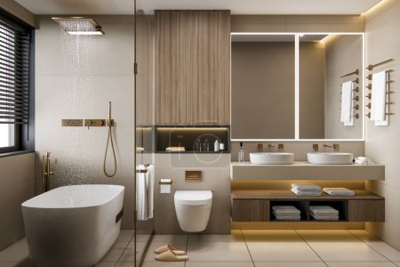 Foto de 3d renderizado baño moderno diseño de interiores - Imagen libre de derechos