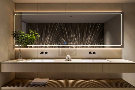 Foto de 3d renderizado baño de lujo vanidad interior diseño inspiración - Imagen libre de derechos