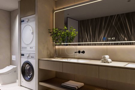 Téléchargez les photos : 3d rendant luxe salle de bain vanité design intérieur inspiration - en image libre de droit