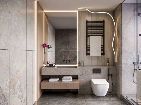 Photo for 3d rendering modern bathroom full scene interior design - Royalty Free Image